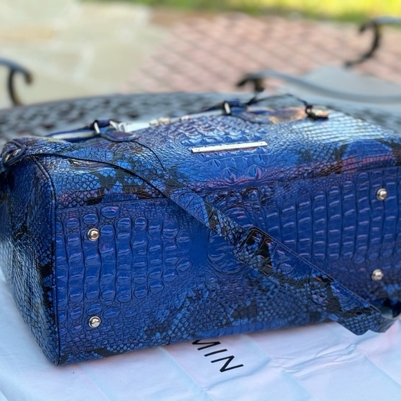 Rare!Brahmin Talulla Blue viper Ombre Melbourne Genuine Leather Travel bag large - Picture 8 of 11